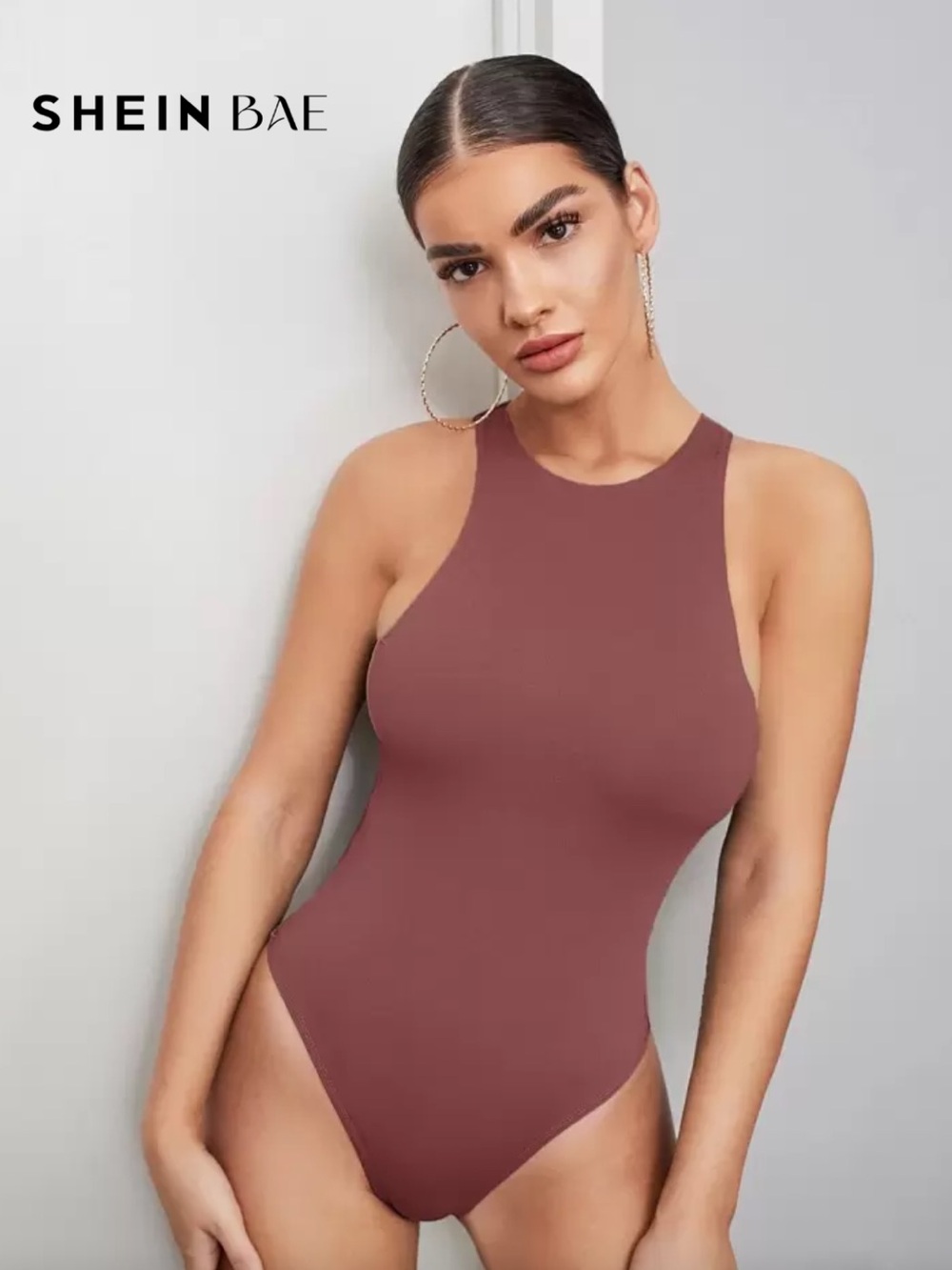 Women’s Mauve High Neck Tank Bodysuit